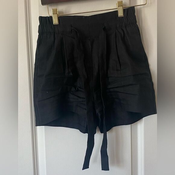Express Black Linen High Rise Shortie Paperbag - Picture 5 of 6
